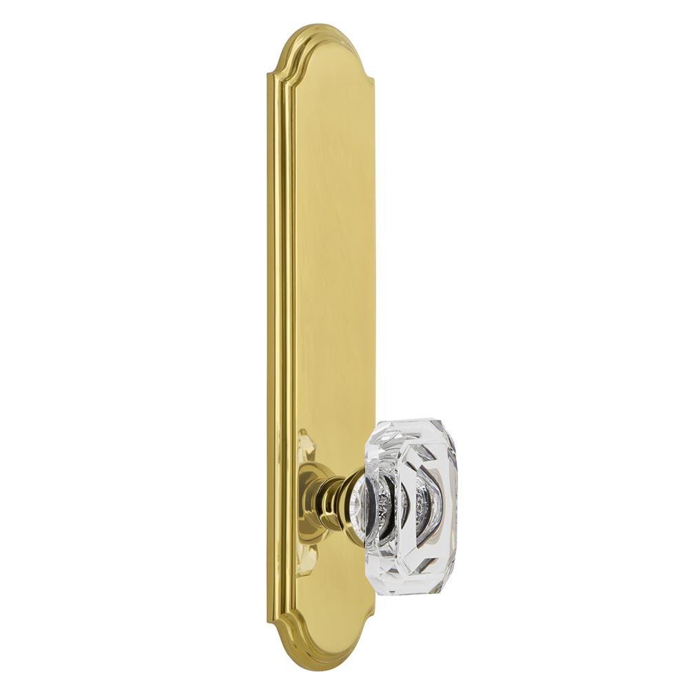 Grandeur by Nostalgic Warehouse ARCBCC Arc Tall Plate Privacy with Baguette Clear Crystal Knob in Polished Brass